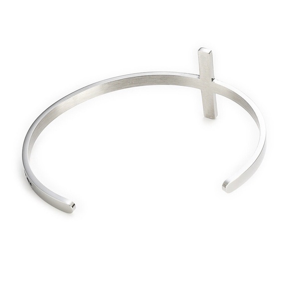Inspirational Cuff Cross Bangle, "Philippians 4:13 - Picture 3 of 4